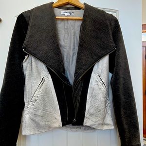 Grey Double Zipper Short Jacket